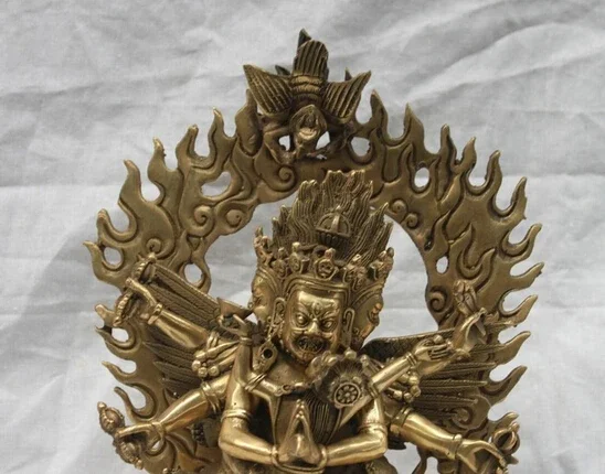 Tibet Buddhism Brass Copper three heads Six Arm Hevajra Mahakala Buddha Statue (A 0319 discount 35%)