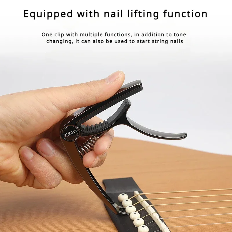 Excellent Metal Guitar Capo Adjustment Clip Guitar Capo for Acoustic Electric Guitars Bass Ukulele with Picks Holder 1PC