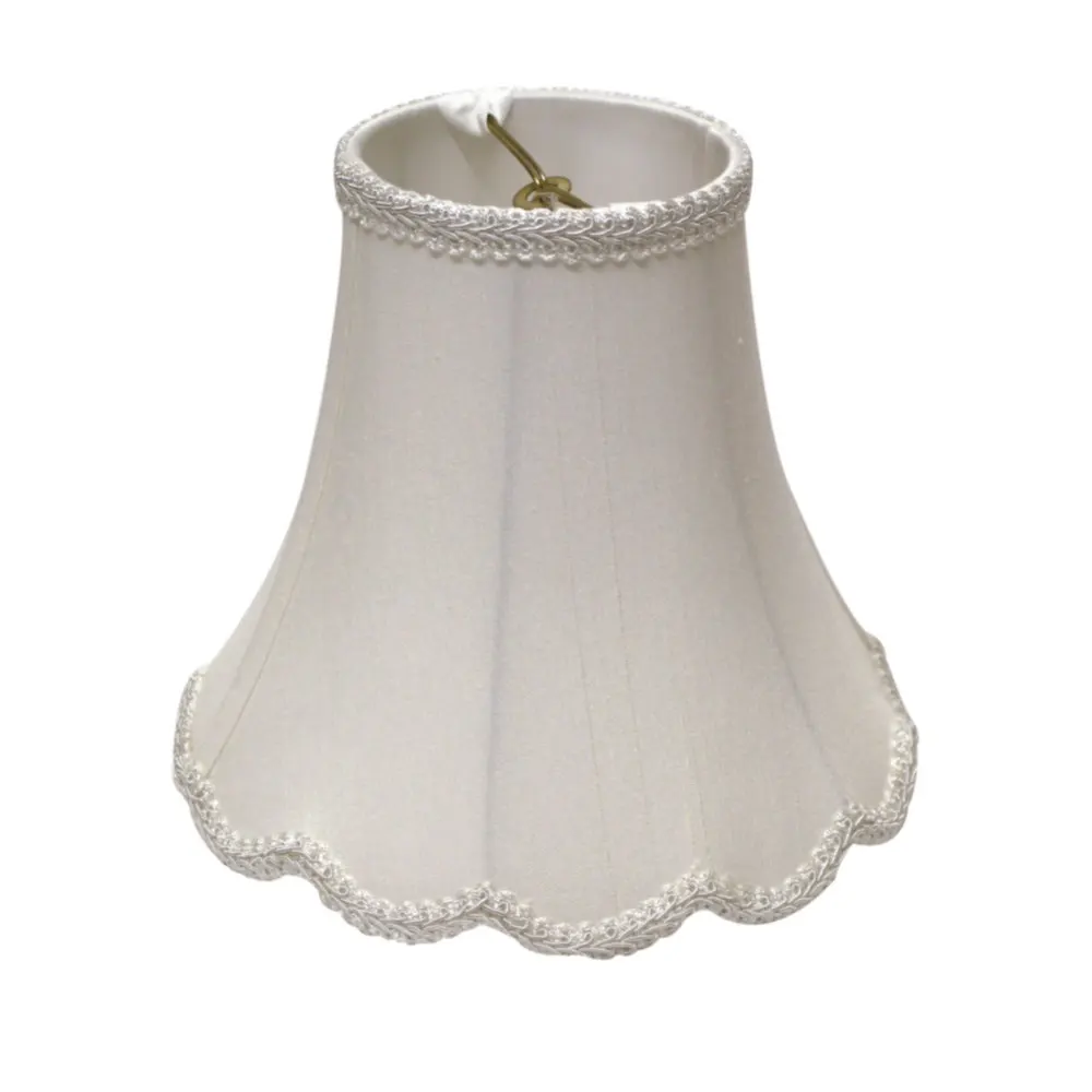 

Scallop Bell Softback Lampshade 8x16x12 Inch White Shantung Washer Fitter Table Lamp Cover For Living Room Bedroom Lights Shades