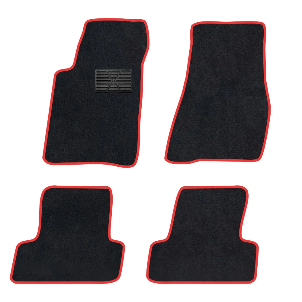 حصيرة أرضية السيارة لفورد موستانج 2011-2014 MK6 S-197 بوليستر من جلد الغزال مضاد للانزلاق أسود دعم أحمر حافة ربط