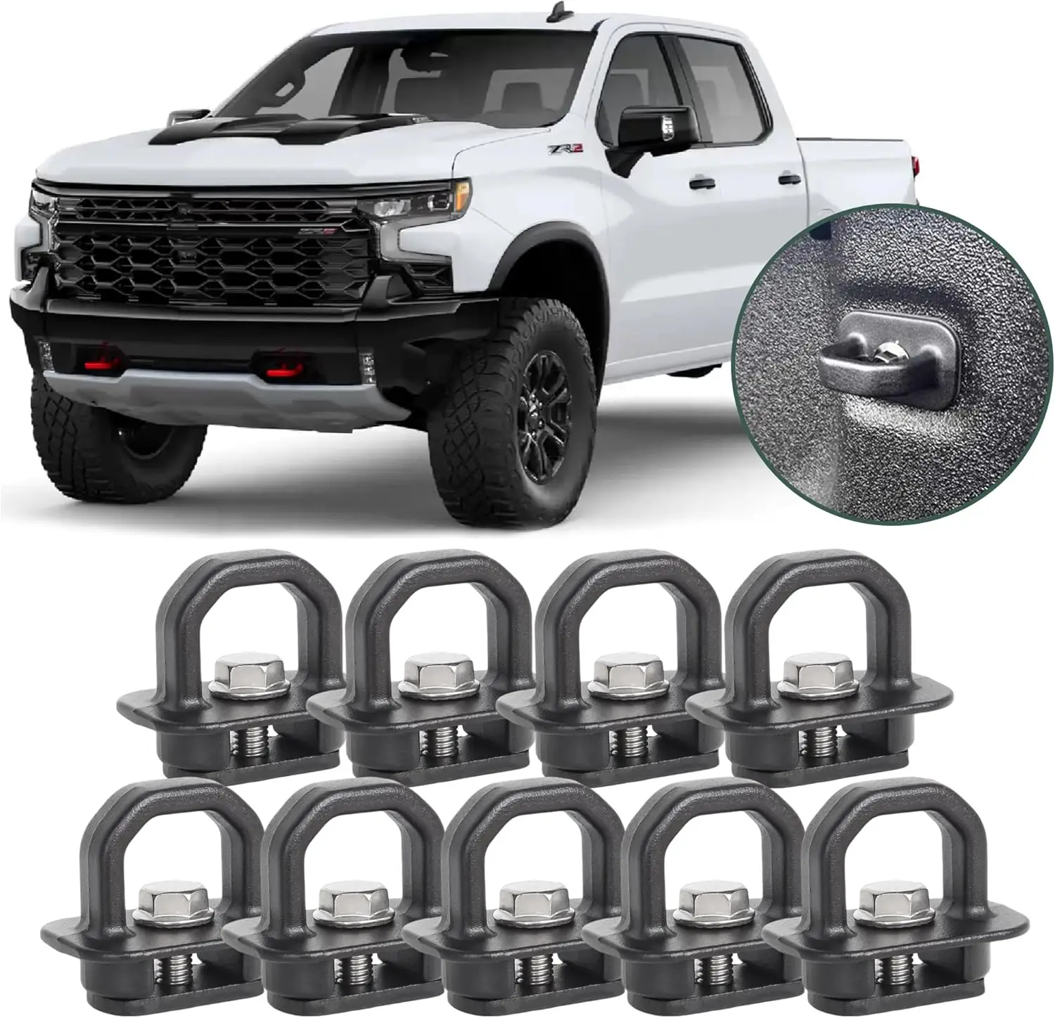 

9Pcs Tie Down Anchors Aluminum Alloy Truck Bed Side Wall Anchors for 2007-2023 Chevy Silverado GMC Sierra Car Replace Accessory