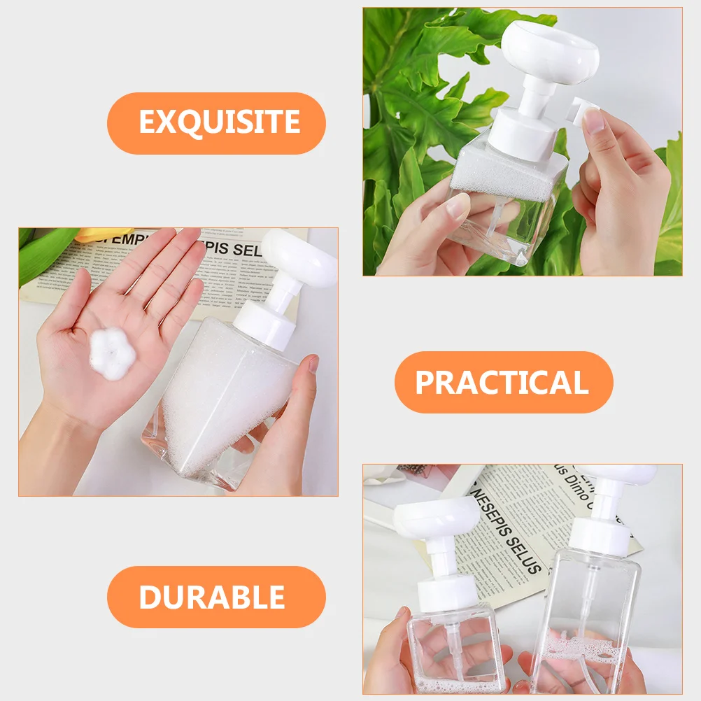 2Pcs Foam Soap Pump Bottles Refillable Bathroom Hand Dispenser Plastic Shampoo Lotion Container Travel Foaming Tepg Mousse Home