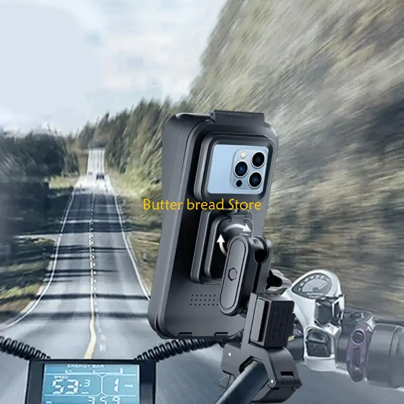 W89C Waterproof Motorcycle Phone Chargers Mount With 5V 3A USB And Type C Port For 4 To 6.7Inch Mobile Phones