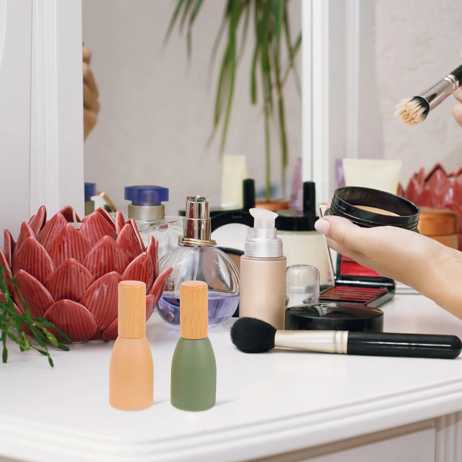 

2Pcs Beech Cap Rollerball Perfume Oil Bottles Refillable Portable Roll on Containers Travel Essential Oil Holder Empty Roller