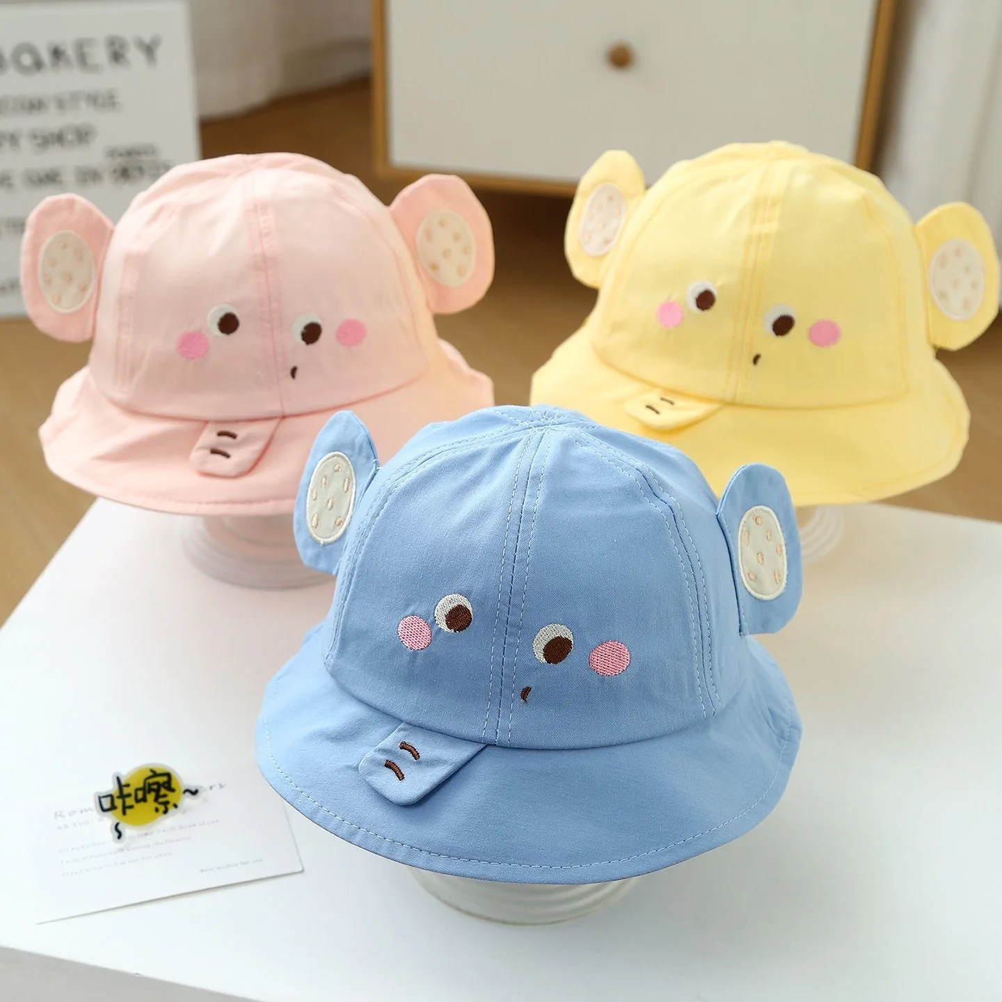 

Children's Fishing Cap 6-18 Months Spring Summer Baby Sun Hat Cute Cartoon Unisex Bucket Hat Wide Brim UV Protection Hat