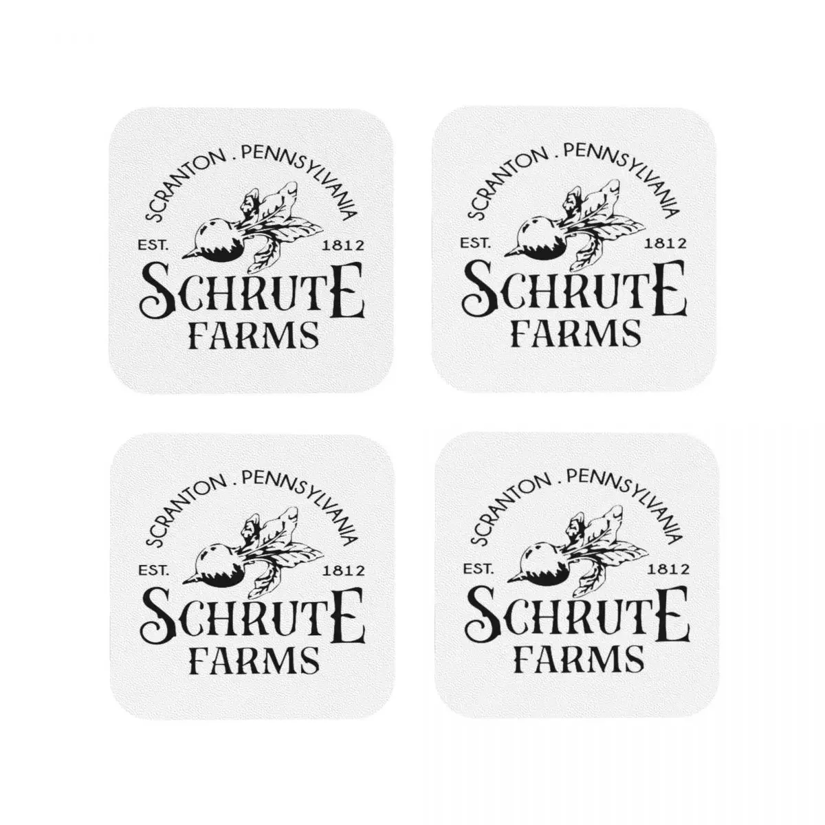 Schrute Farms EST. 1812 Coasters Coffee Mats Leather Placemats Mug Tableware Decoration & Accessories Pads for Home Kitchen Bar