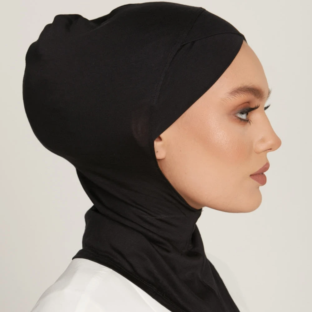 Cappellini in jersey musulmano Hijab sulla fronte incrociato Donna Tinta unita Elastico interno Hijab Copertura Collo Sciarpa in jersey islamico Turbante istantaneo