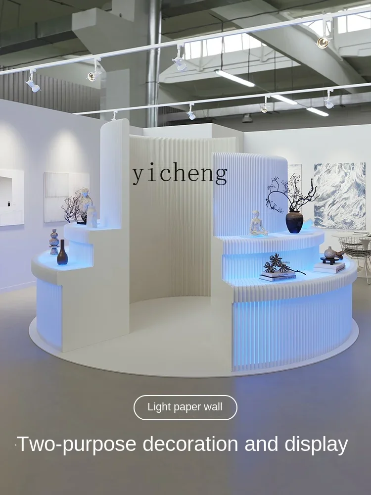 ZZf Screen Folding Shelf Partition Baffle Office Library Luminous Paper Screen Light Object Paper Wall