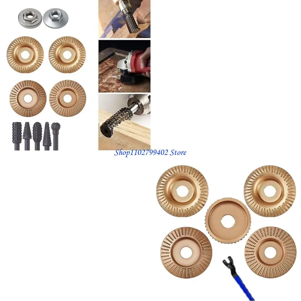 547F Wood Carving Disc Set Hexagonal Plate Angle Grinder Accesories for 4 Inch or 4.5 Inch Angle Grinders for Woodworking