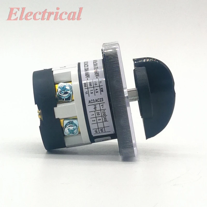 

1pc Universal Change-over Switch Black (0-1-2) (1-0-2) 3positions 4 Terminals 20A 660V Dual Power Switching Two Way Single Wire