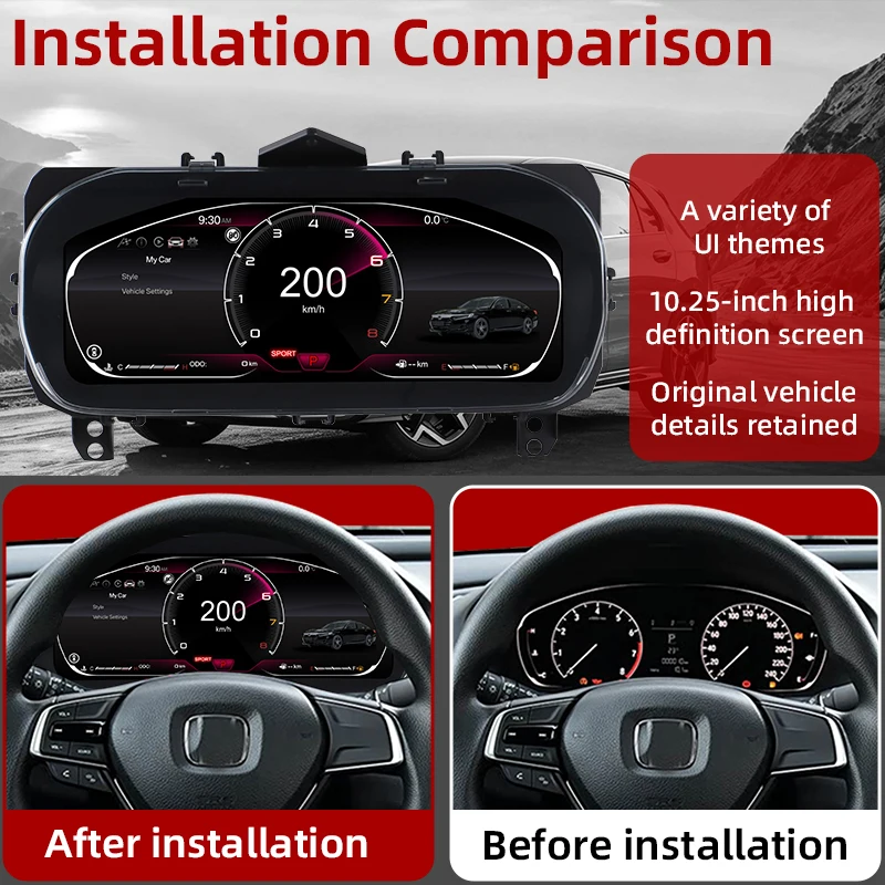Digital Instrument Cluster For Honda Accord Tenth Generation 2018–2021 Speedometer,Dashboard,Gauge,Cockpit Virtual Instrument