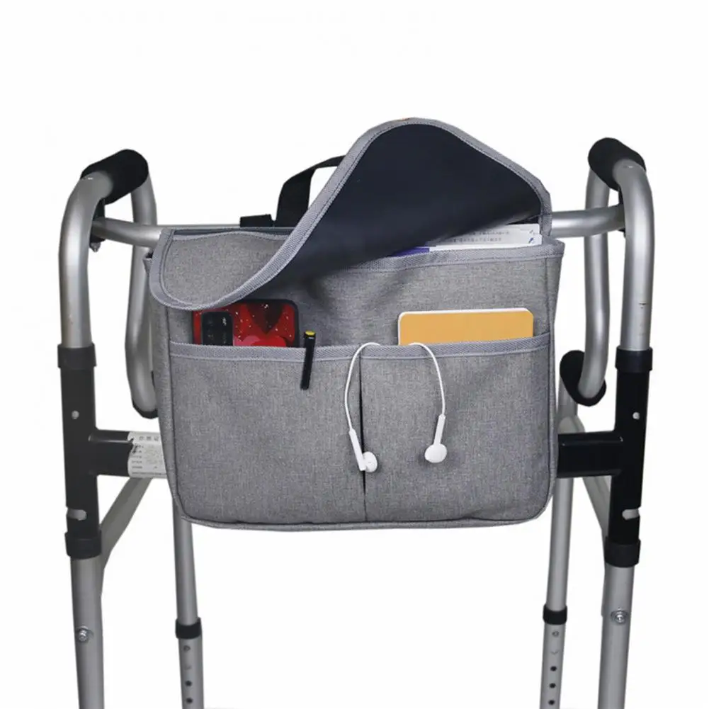 Storage Bag Lightweight Side Hanging Wheelchair Bag Easy Installation 2 Colors Wheelchair Organizer Walker Accessories