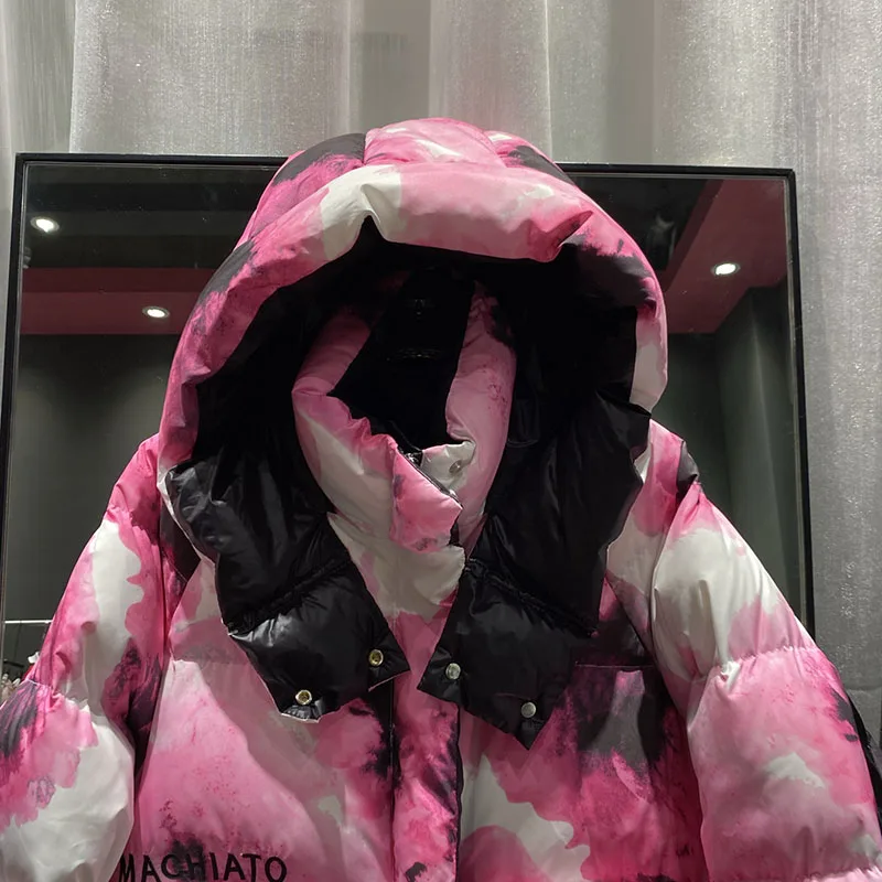 مزاجه المرأة coat2025 جديد الشتاء سميكة أسفل السترات النساء مقنعين فضفاض رسالة الأبيض بطة أسفل النساء أسفل السترات H554 #6