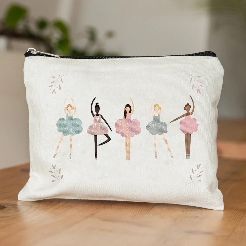 Cute Ballet Pattern Makeup Bag Travel Toilet Storage Bag, Party Gift Zipper Organizer,Cosmetic Pouch for Makeup Lightweight Case