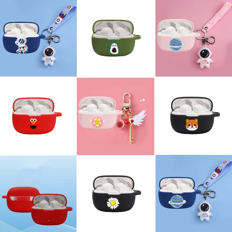 Para jbl onda 200 tws caso dos desenhos animados spaceman silicone fone de ouvido caso protetor capa macia bonito para jbl 200 caso com chaveiro