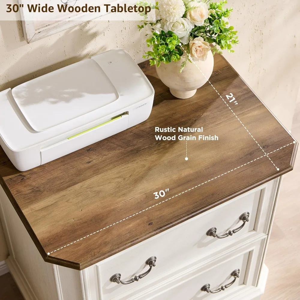 طقم منضدة على طراز المزرعة مكون من قطعتين مع سطح خشبي وأدراج كبيرة وجواجهة مؤطرة #3