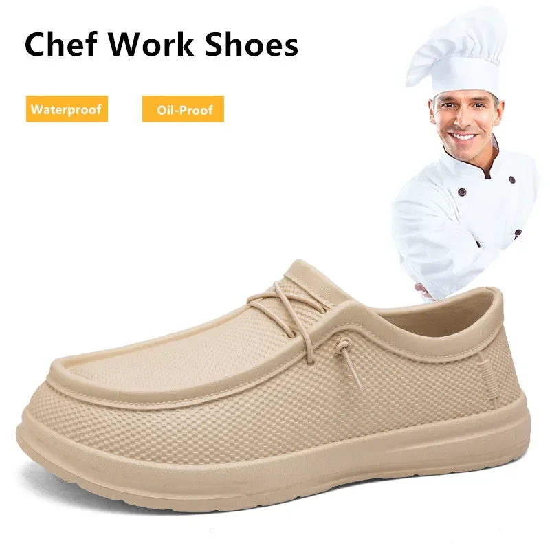 Zapatos de trabajo de cocina para hombre, zapatos de Chef impermeables antideslizantes, zapatos de trabajo informales a la moda para hombre, zapatos de agua para exteriores de talla grande 40-47