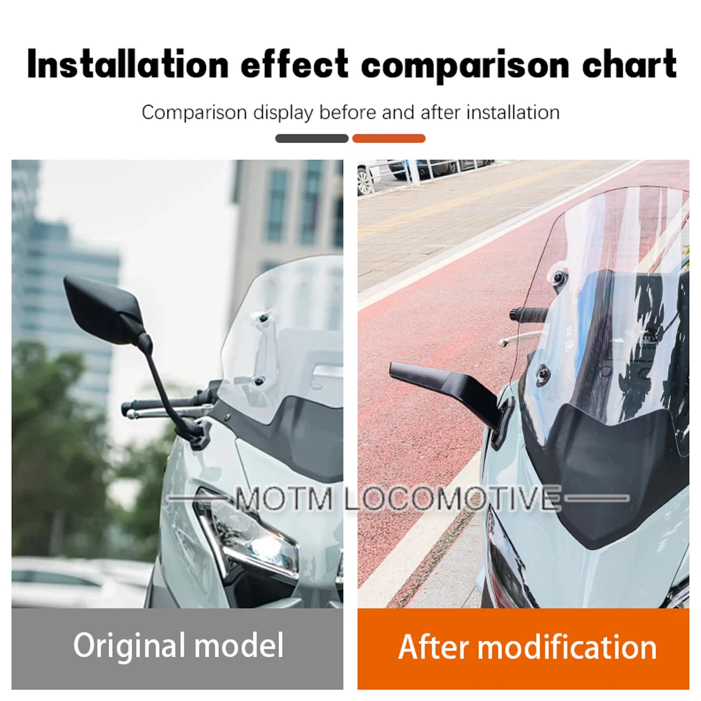 FOR Yamaha TMAX560 modified wind wing rearview mirror blue high-definition lens large field of view rearview mirror 2025-