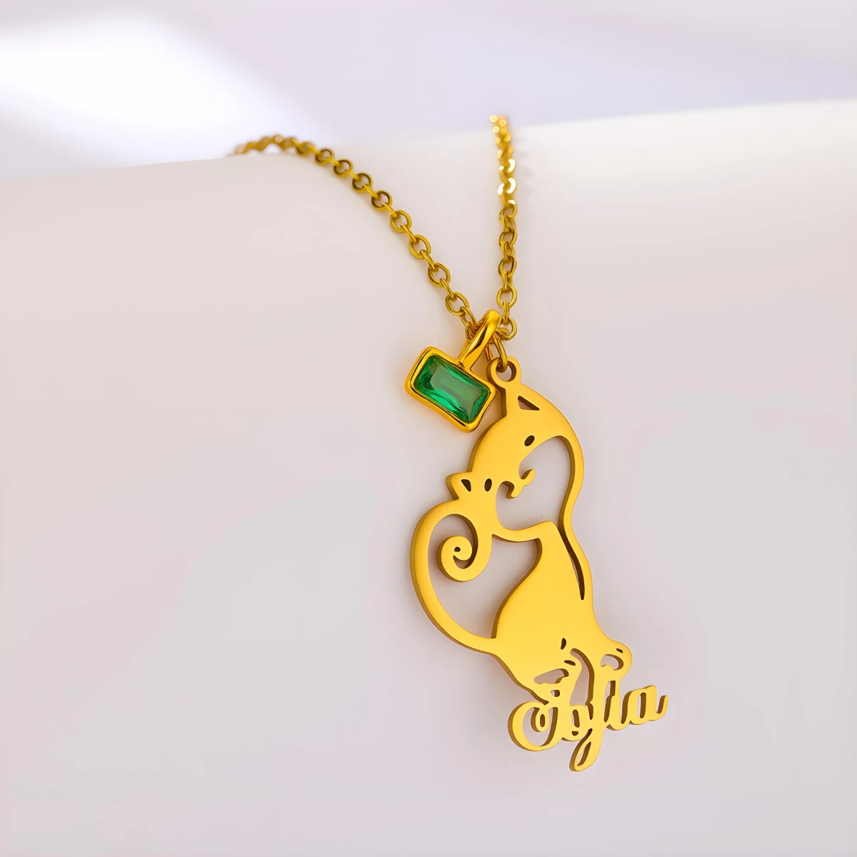 

Ожерелье с подвеской в ​​виде кота с вьющимся хвостом на заказ от Chandler, ожерелье с подвеской в ​​виде кота для женщин, ювелирные изделия из нержавеющей стали, милые ожерелья с животными, рождественский подарок