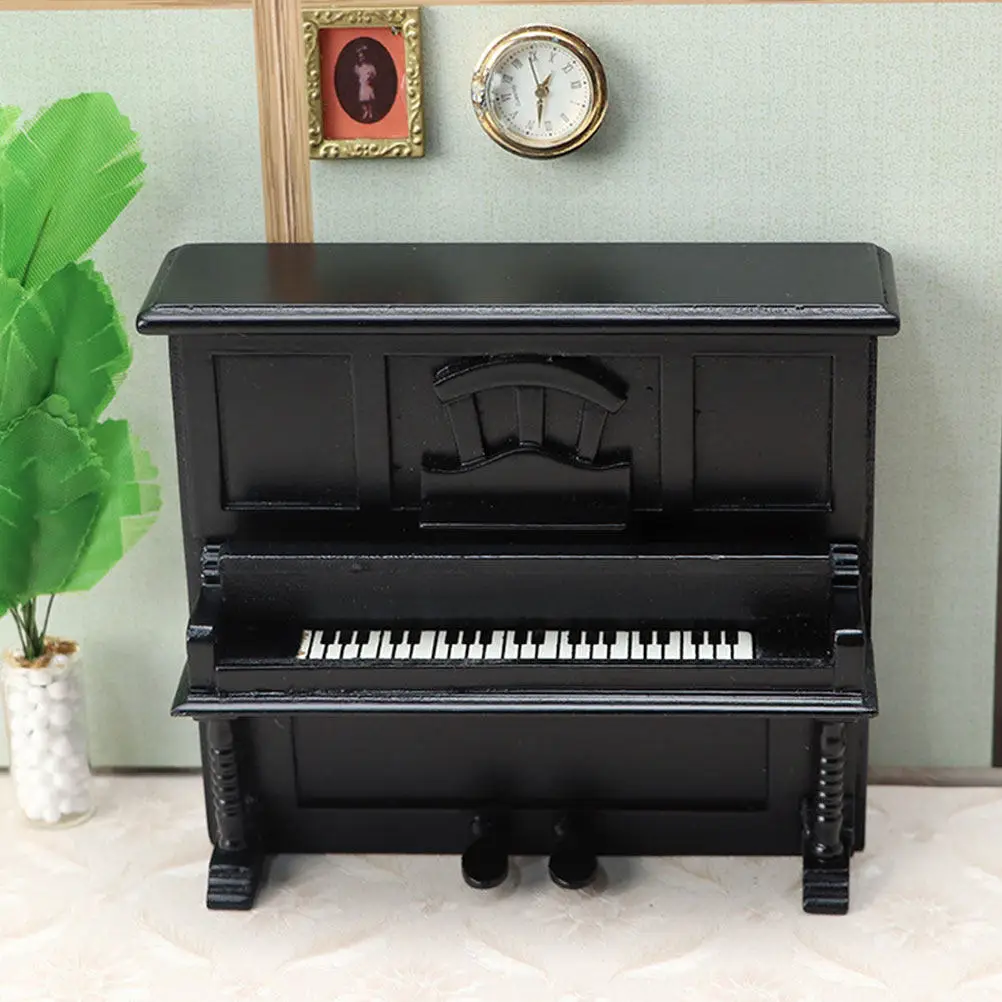 

Realistic Miniature Piano 1:12 Wooden Upright Piano for Mini House Decoration Small Home Ornament Unique Interior Prop
