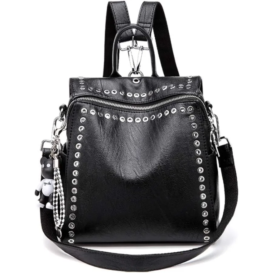 

Convertible Backpack Purse Women - Fashion Tote Backpack, Shoulder Bag, Black Travel Backpack for College, Work, Casual