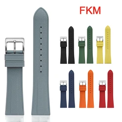 Fluoro Rubber Strap Quick Release Stainless Steel Buckle Sport Waterproof Texture FKM Replace Watch Band 20mm 22mm for Men Women