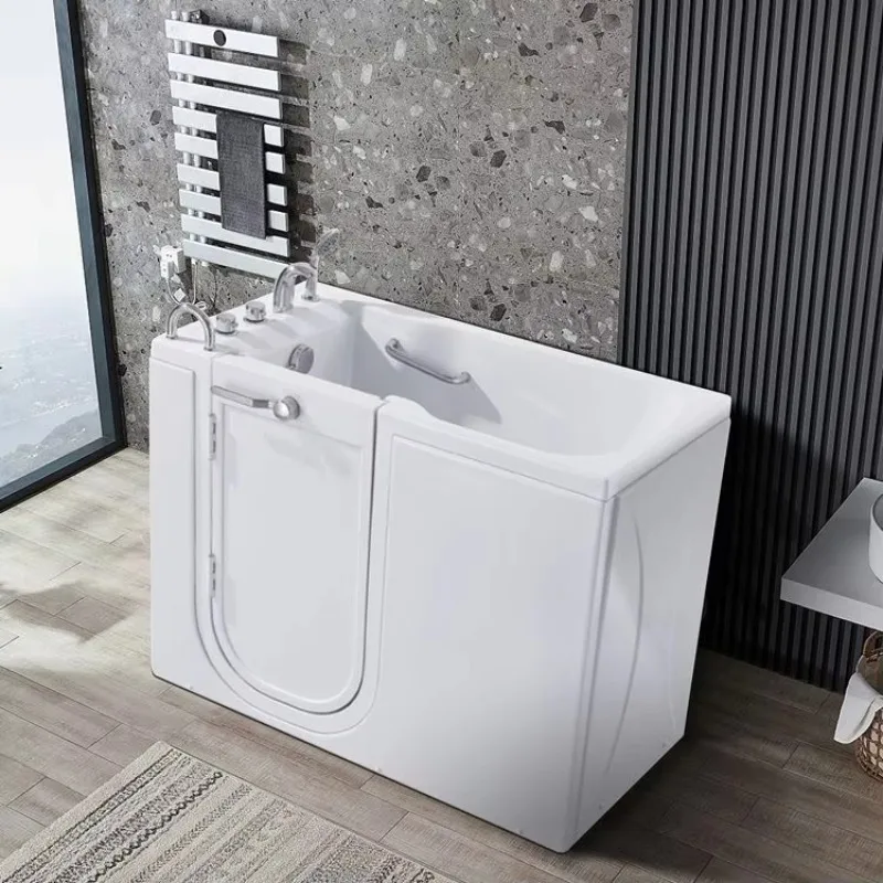 Freestanding Barrier-Free Elderly-Friendly Modern Acrylic Bathroom Soaking Tub With Waterfall And Hydromassage Bath Tub