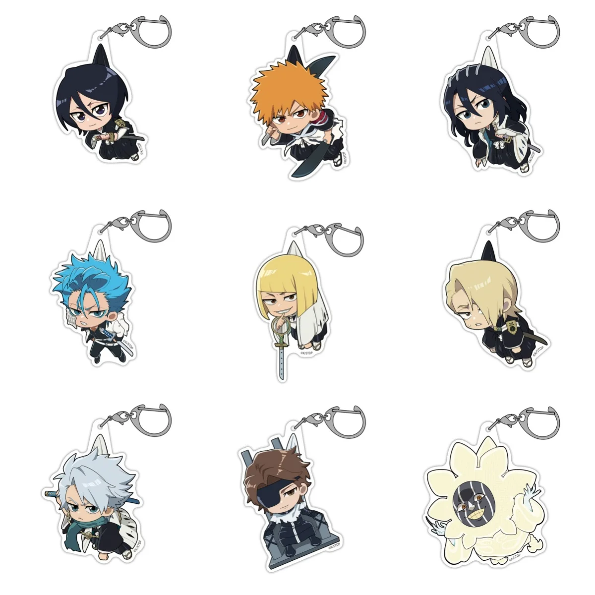 Anime BLEACH Being Lifted Up Ver Ichigo Kurosaki Rukia Kuchiki Q-Style Acrylic Pendant Keychains Bag Decorations