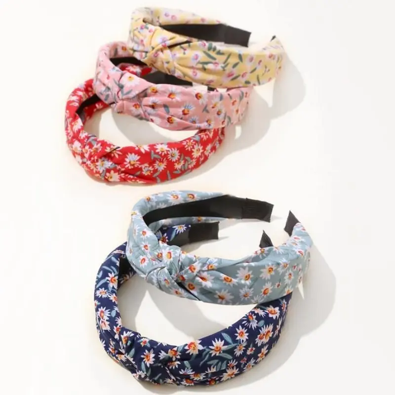 5pcs Europe And The United States Flowers With Simple Adult Hair Bands Fashion Broken Flowers Small Daisy Knot Hair Bands