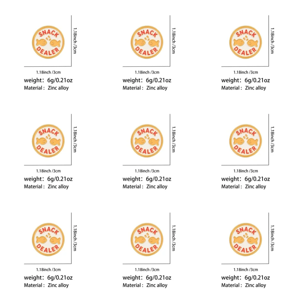 9Pcs Snack Dealer Fish Enamel Pins Funny Quotes Round Metal Brooches Badges Backpack Clothing Decor Accessories Gift