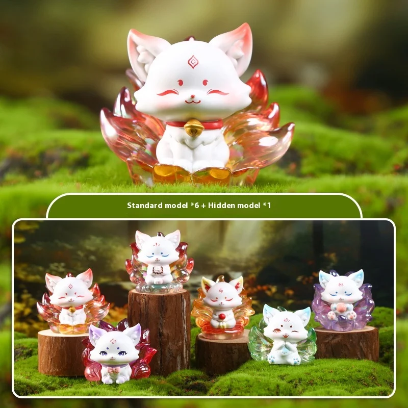 

Cute Cartoon Nine Tailed Blind Box Toy Resin Collectible Desktop Ornament Trendy Surprise Gift For All Ages Creative Trendy Toys