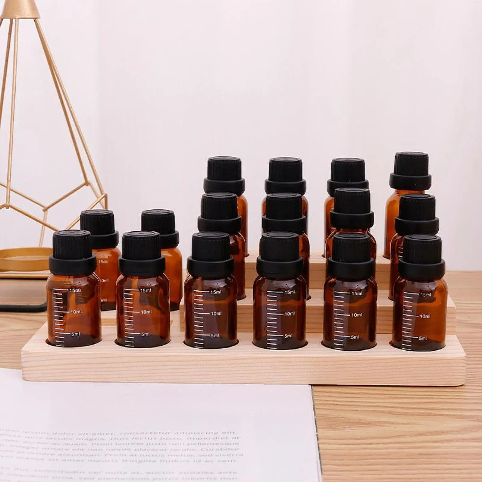 Wooden Rack for Essential Oil Bottles Aroma Display Organizer 3 Tier Holder for Celebrations