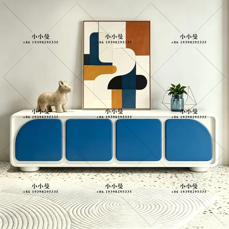 Modern Simple Cream Style TV Cabinet Living Room Audio Visual Console Low Floor Storage Unit Household Media Center Locker