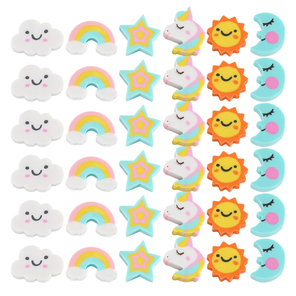 

180pcs Mini Erasers For Classroom Prizes Rainbow Moon Star Cute Clouds Shaped Pencil Erasers School Supplies For Student Office