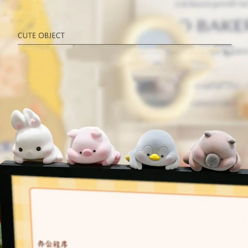Flocking Computer Monitor Decoration Desk Ornament Panda Dog Screen Animal Model Penguin Cartoon Center Console Doll