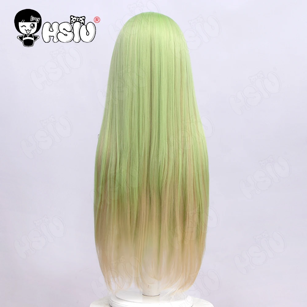 생세실리아 코스프레 가발, 애니메이션 시로 세이조 투 쿠로 보쿠시 HSIU, 그린 옐로우 그라데이션, 긴 머리 합성 가발, 80cm