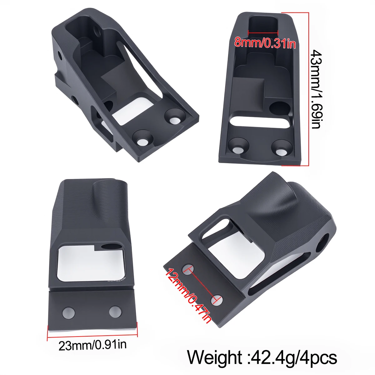 Aluminum Front & Rear Extended Shock Towers (4pcs) - Upgrade Parts for 1/10 VS4-10 Phoenix RC Crawler Chassis