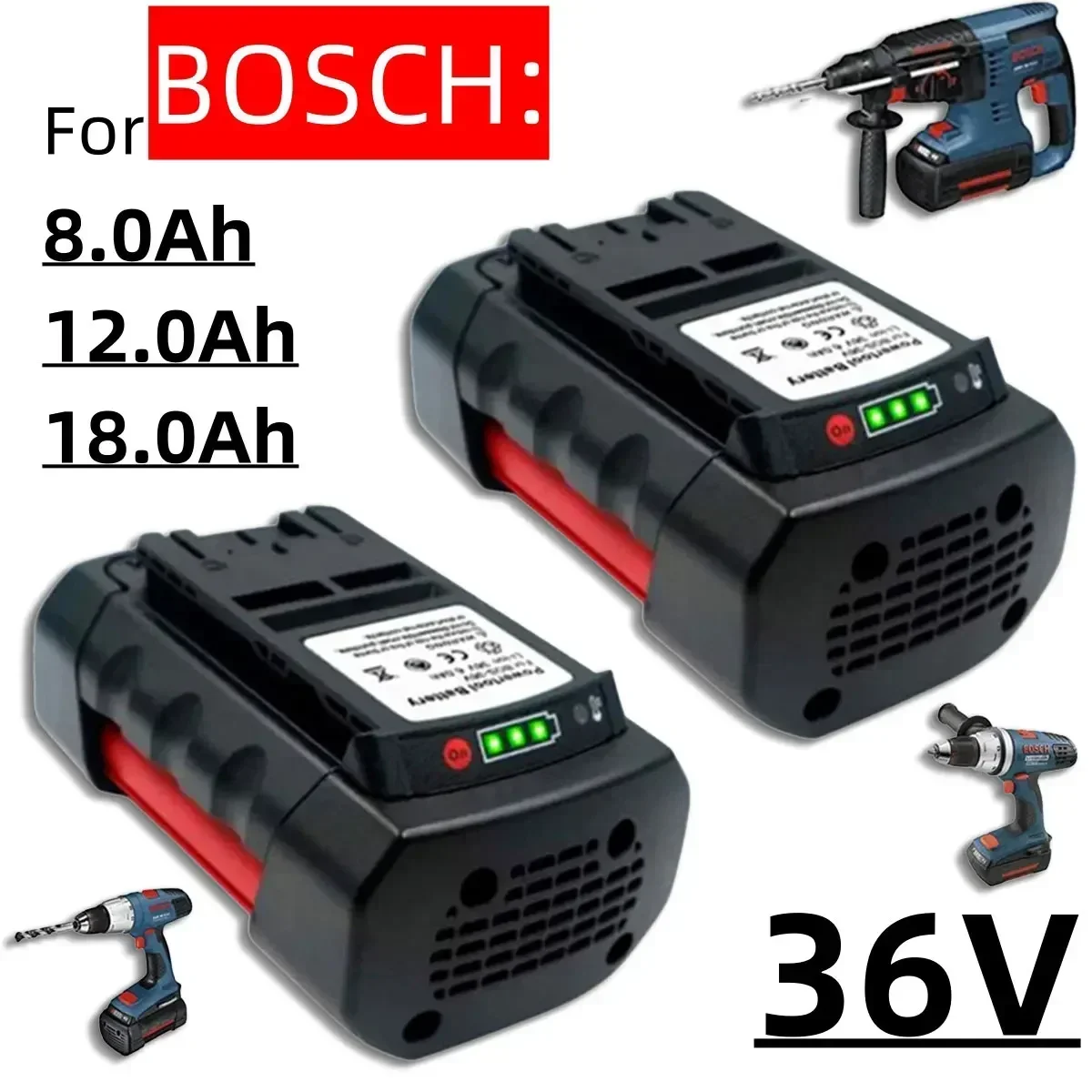

SU для BOSCH 36 В 8,0 Ач 12,0 Ач 18,0 Ач литий-ионный аккумулятор, совместимый с BAT4030 BAT4040 BAT4050 BTA4060