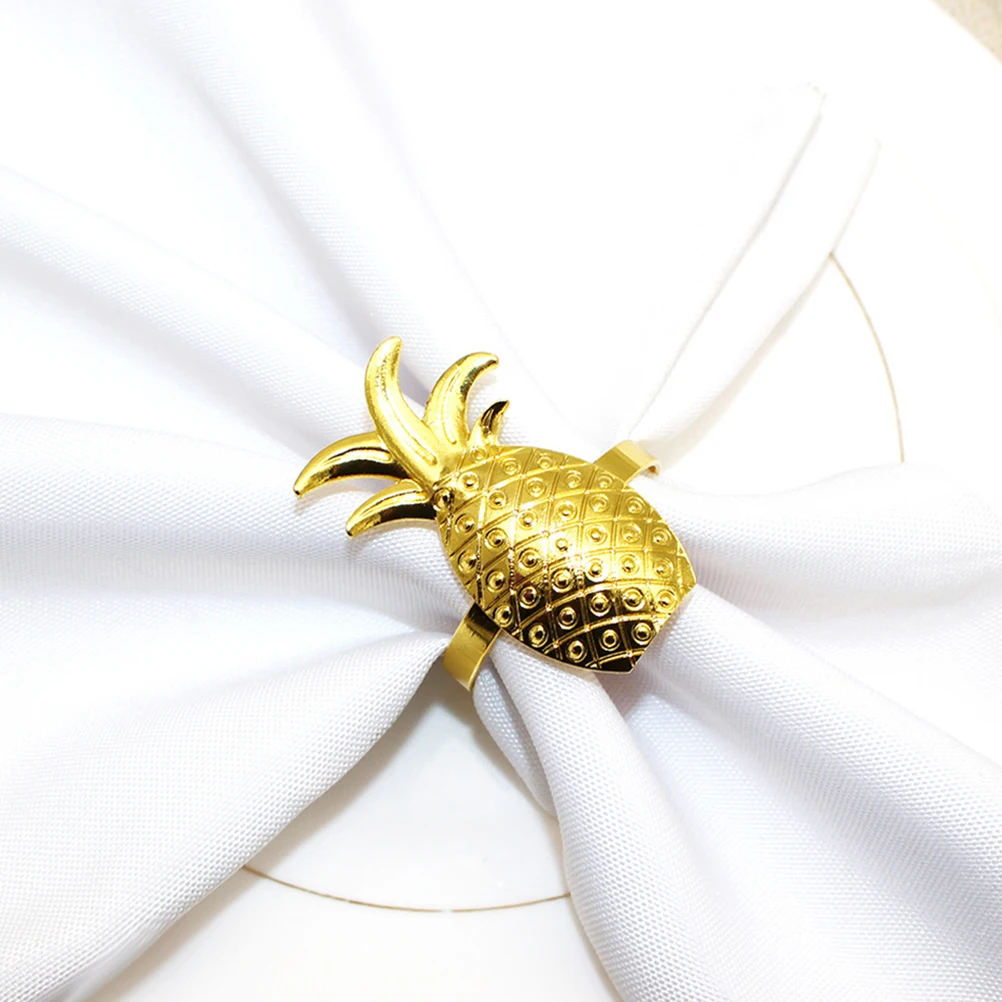 

6 Pcs Pineapple Napkin Rings Attractive Fall Autumn Zinc Alloy Holiday Holder