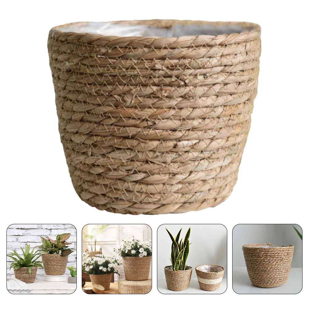 Straw Flower Pot Arrangement Basket Rustic Planter Flowerpot Decorate Planters for Indoor Plants Woven Hand Weaving