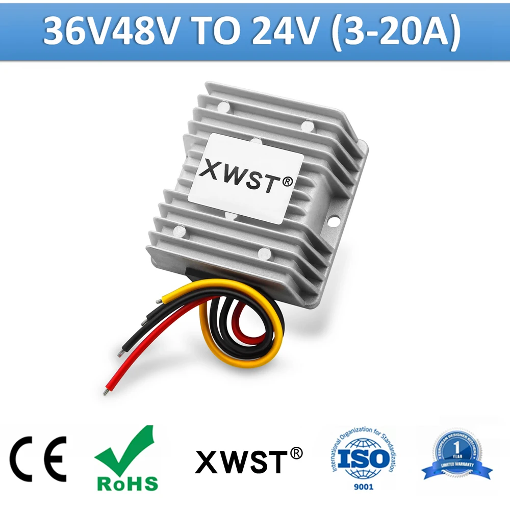 XWST DC-DC 30-60v 36v 48v to 24v Buck Converter 3A 8A 15A 20A Step Down Power Converter 24 Volts Voltage Regulator Transformer