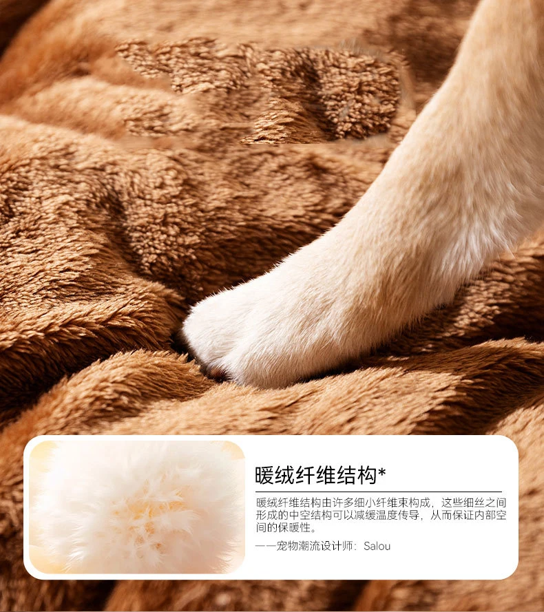 Hundehütte für drinnen, weiches, gemütliches Haustier-Schlafbett mit Loch, abnehmbare warme Katzenhütte, rutschfeste Matte für Kätzchen, Welpen, Haustier-Winterbedarf – Detail 6