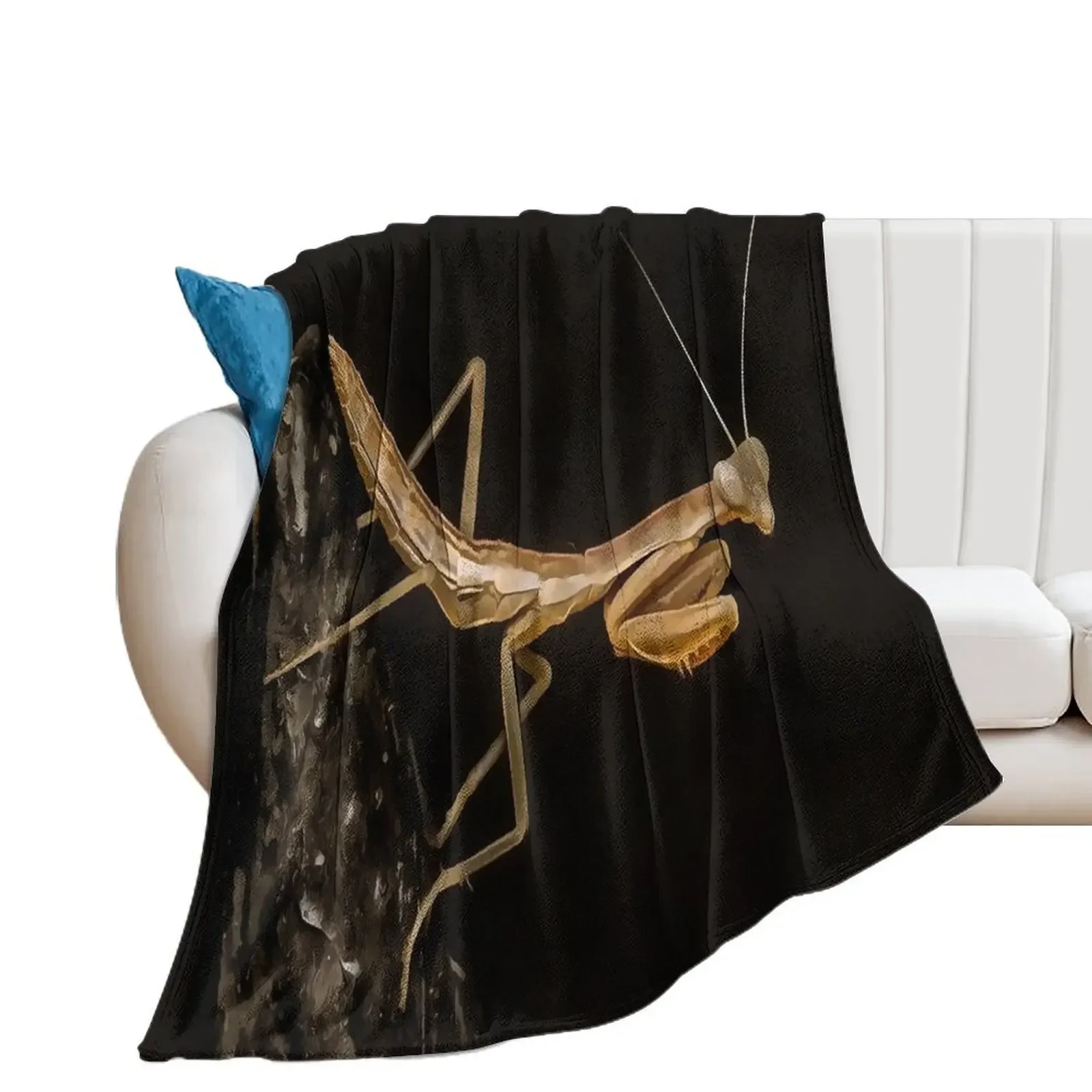 

Praying Mantis Cute And Creepy Insect Art Throw Blanket Furrys valentine gift ideas Blankets