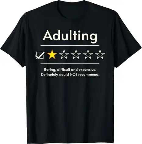 Kleidung zum 18. Geburtstag für Erwachsene | Lustiges 1-Sterne-T-Shirt mit Spruch „Adulting“ – Y2K-Humor für 18-Jährige – Detail 10
