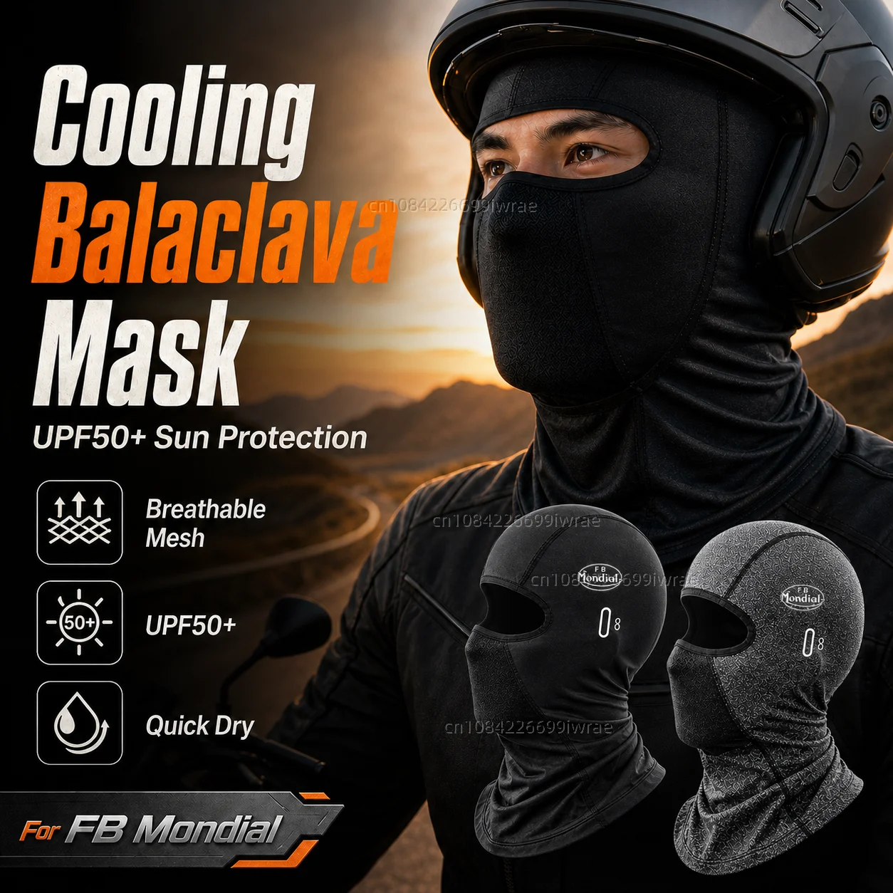 Máscara de balaclava para motocicleta, protección UV UPF50+, cubierta facial transpirable para verano, para FB Mondial Flat Track HPS 125 300