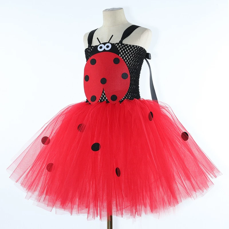 Girls for Halloween Birthday Party Dress Up Clothes Ladybug Costume  Toddler Kids Ladybird Lady Bug Tutu Dress with Beetle Wings view 2