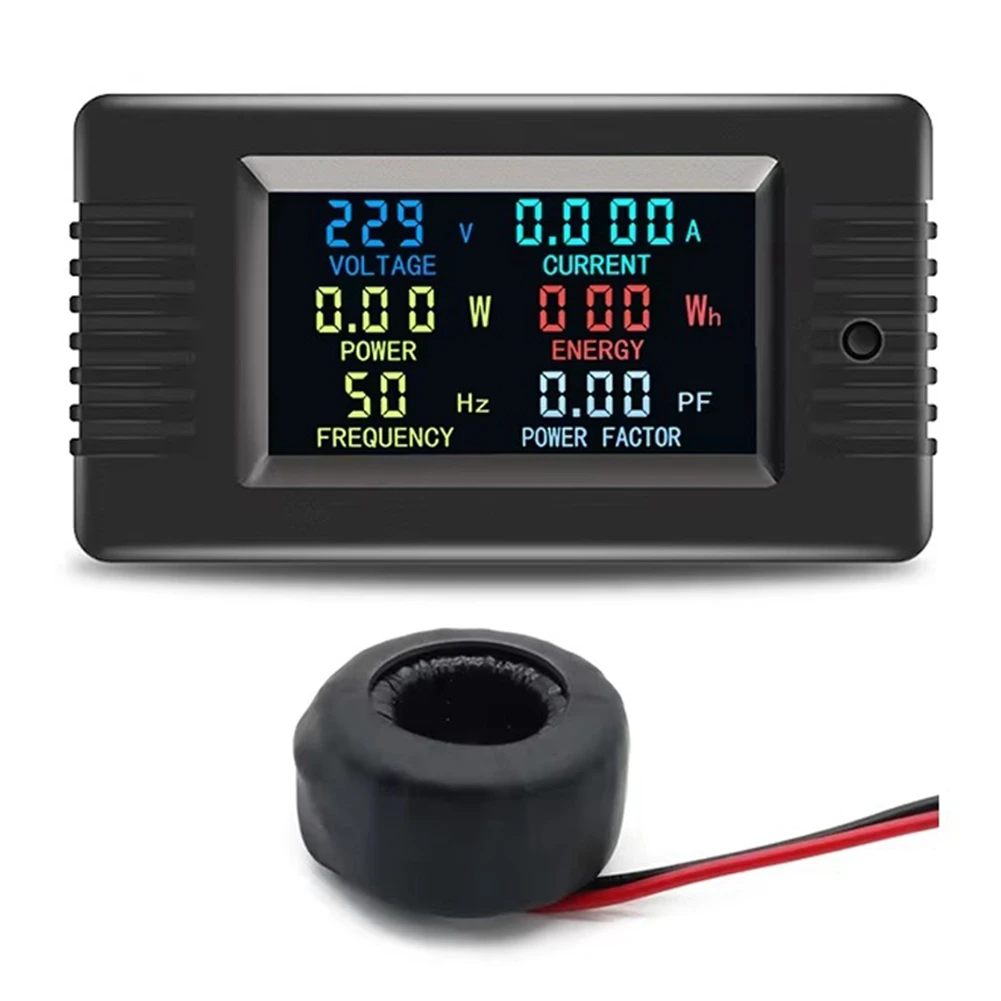 Peacefair PZEM-022 Digital Smart Energy Meter Single LCD Display Color Screen 6in1 Voltmeter Kwh Meter Power Meter+Coil CT 32A