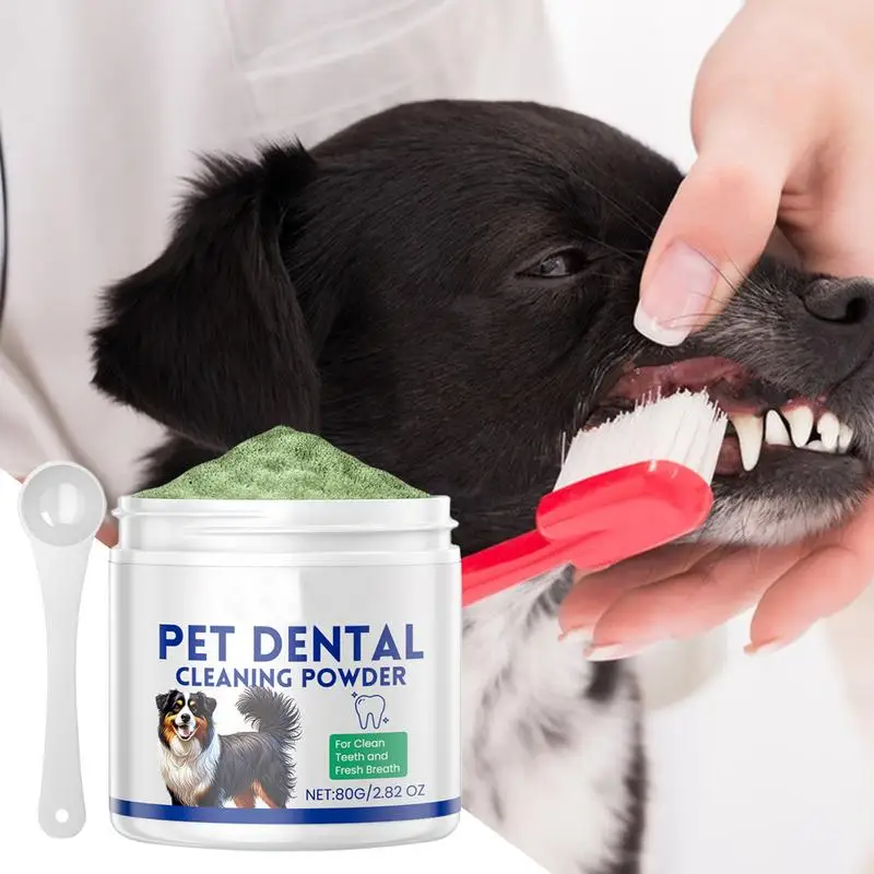 Dog Tooth Powder Effective Dog Breath Freshener 80g Dog Oral Powder Teeth Cleaning Pet Teeth Powder Safe Dog Teeth Care For