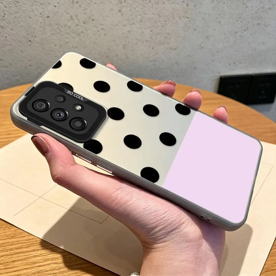 Black Dot Color Block Case for Samsung Galaxy A71 A14 A51 A04 A56 A23 A12 A72 A26 A50 A34 A37 A31 A07 A17 A54 A57 A25 A15 A16