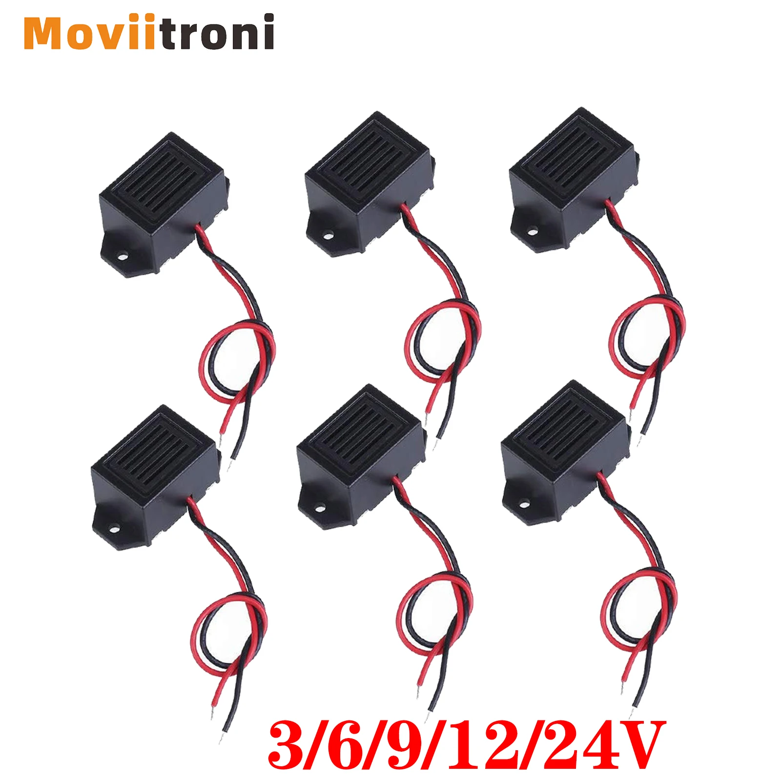 5PCS Mini Buzzers with Leads - 3/6/912/24V 400Hz Morse Code Mechanical Electronic Components